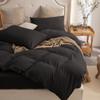 PURE ERA Jersey Knit Duvet Cover Set 100% T-Shirt Cotton Super Soft Comfy 3pc Bedding Set with Zipper Closure (Solid Black, Queen) view 3