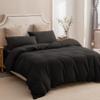 PURE ERA Jersey Knit Duvet Cover Set 100% T-Shirt Cotton Super Soft Comfy 3pc Bedding Set with Zipper Closure (Solid Black, Queen) view 4