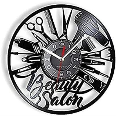 Modern Roman Numerals Wall Clocks Beauty Salon Vinyl Record Wall Clock Hairdresser Hair Salon Beautiful Salon Wall Art Decor Technician
