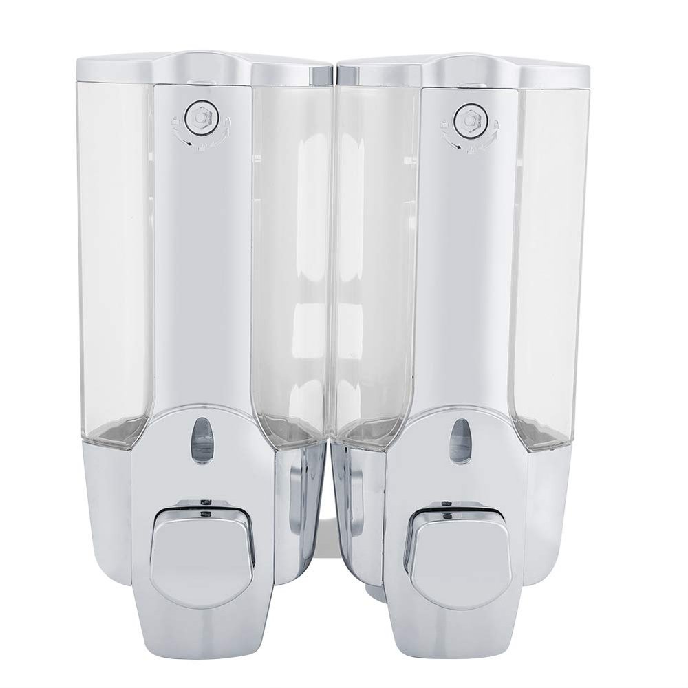 350 / 700ml Wall Mounted Foam Soap Lotion Dispenser, Double Wall Mount Shampoo and Soap Dispensers, for Bathroom and Kitchen Sink(Dual Outlet 700ml)