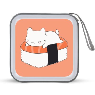 Kawaii Sushi Cat CD Case, 40 Capacity DVD Wallet Holder Portable Case Organizer Storage for Discs