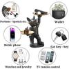 Baojulong Adorable French Bulldog Statue with 2 Trays and Cute Glasses Black Resin Dog Sculpture Ornament Animal Figurines Home Decor Anniversary Thanksgiving Christmas Birthday Gifts view 2