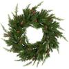 Real Touch Cypress and Pinecone Artificial Christmas Wreath - 24" - Unlit view 1