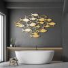 Gamino Metal Wall Art, School of Fish Wall Decor, Metal Fish Wall Art, Bathroom Wall Decor, Coastal Wall Art, Nautical Wall Decor, Home Decor (28" x 16" | 70 x 41 cm, gold) view 1
