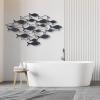 Gamino Metal Wall Art, School of Fish Wall Decor, Metal Fish Wall Art, Bathroom Wall Decor, Coastal Wall Art, Nautical Wall Decor, Home Decor (28" x 16" | 70 x 41 cm, gold) view 4