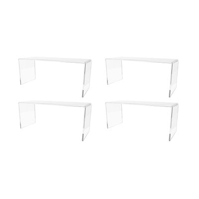 Marketing Holders 4 Pack Acrylic Riser Display Stand 12 Inch Wide by 4.5 Inch Deep Clear Plastic Countertop Tabletop Showcase Pedestal for Boutiques Jewelry Stores and Florists