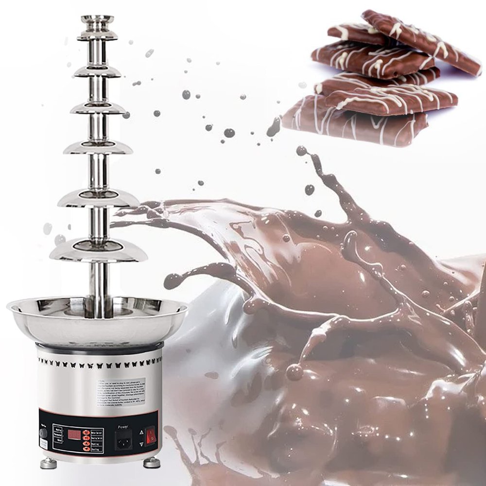 HNCXHX Chocolate Fountains,4/5/6/7 Tiers Electric Chocolate Fountain Stainless Steel Fondue Waterfall Melting Machine for Cooking Commercial Household Wedding Birthday Christmas,7Tier