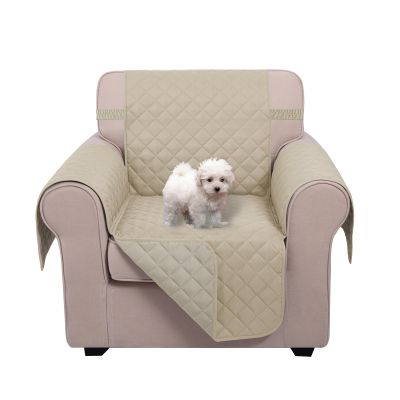 U-NICE HOME Recliner Chair Covers Reversible Chair Cover Pet Covers for Dogs with Elastic Straps Water Resistant Diamond Quilted (23''Armchair, Sand/Beige)