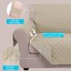 U-NICE HOME Recliner Chair Covers Reversible Chair Cover Pet Covers for Dogs with Elastic Straps Water Resistant Diamond Quilted (23''Armchair, Sand/Beige) view 3