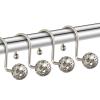 Gracelife 12Pcs Hollow Ball Shower Curtain Hooks Luxury Quality Rustproof Stainless Steel Shower Curtain Rings Hooks for Bathroom Rod (Nickel) view 3