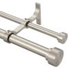 Heavy Duty Double Curtain Rods with Cylindrical Cap Finials - 72 to 144' Telescoping Rods, 1 Inch Front and 5/8 Inch Back - Matte Nickel view 1