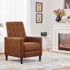 Yaheetech Faux Leather Recliner Sofa Mid-Century Modern Single Reclining Chair Adjustable Back & Footrest Tufted Upholstered Sofa with Pocket Spring Living Room Bedroom Home Theater Brown view 2