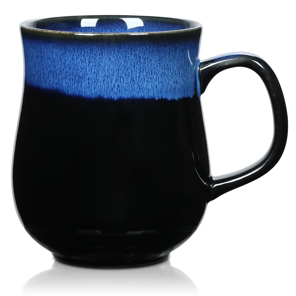 28 Oz Extra Large Ceramic Coffee Mug with Big Handle, Handmade Glazed Oversized Tea Cup for Office and Home, Microwave and Dishwasher Safe, Jumbo Coffee Mugs for Hot and Cold Drinking (Starry Blue)