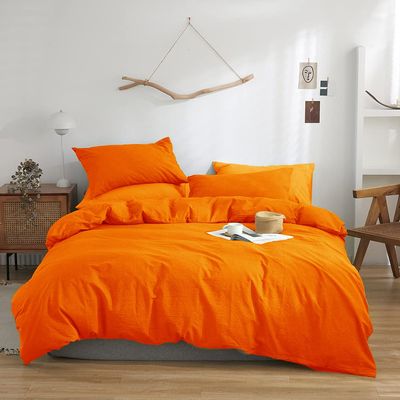 Texonic 1000 Thread Count Orange 5 PC Twin Duvet Cover Set (1 PC Duvet Cover + 4 Pillow Shams) Zipper Closure 100% Egyptian Cotton Farmhouse Bedding Comforter Cover Set