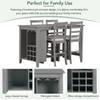 Farmhouse Dining Room Table Set, 5 Pieces Counter Height Wooden Bar Table Set with Integrated 9 Bar Wine Compartment, Wineglass Holders and 4 Padded Chairs (Gray/Multi) view 4