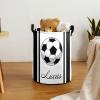 Football Black Stripes Large Laundry Basket Custom Name Foldable Clothes Bag Collapsible Fabric Laundry Hamper Folding Washing Bin for Gift view 3