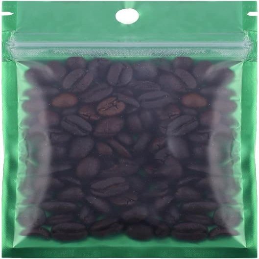 AGALUS 100PCS Matte Clear/Gold/Silver Metallic Foil Flat Zip Seal Packaging Bags Food Storage Pouch (Green,4.7x8.6)
