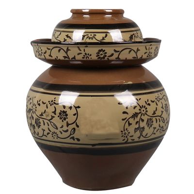 ZHOUXIAO Retro Pickle Jar Ceramic Jar with Lid,Large Traditional Chinese Fermentation Kit Crock with Water Seal Airlock Lid, Fermentation Jar for Kimchi,Kombucha Jar 4KG