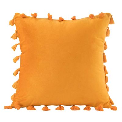 vctops Velvet Soft Solid Decorative Throw Pillow Cover with Tassels Boho Accent Cushion Case for Couch Bedroom Car Gold 20''x20''