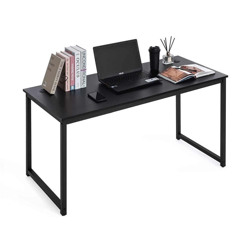 CAPHAUS 55 Inch Computer Desk, Home Office Desk, Modern Work Desk, Writing Desk for Small Space, Simple Desk for Home Use & Office, PC Table, Gaming Desk, Space-Saving Workstation, Black