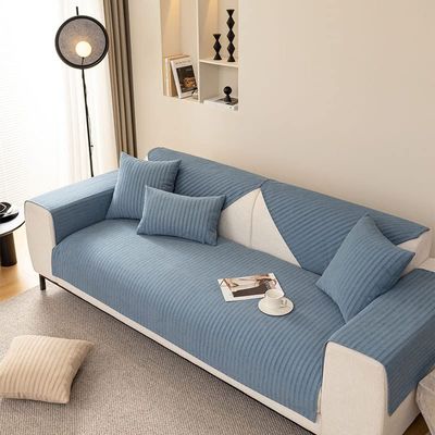 Vintage Floral Embroidery Sofa Couch Cover Soft Cotton Quilted Sectional Couch Cover Solid Non Slip Sofa Slipcover Furniture Protector For Living Room ( Color : Color C , Size : 90*90cm/36*36in )