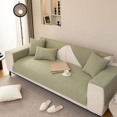 Vintage Floral Embroidery Sofa Couch Cover Soft Cotton Quilted Sectional Couch Cover Solid Non Slip Sofa Slipcover Furniture Protector For Living Room ( Color : Color B , Size : 90*90cm/36*36in )