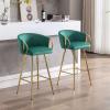 FRITHJILL Modern Velvet Bar Stools with Golden Base Set of 2, Kitchen Island Counter Bar Chair for Dining Room view 1