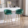 FRITHJILL Modern Velvet Bar Stools with Golden Base Set of 2, Kitchen Island Counter Bar Chair for Dining Room view 3