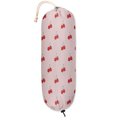 Cherry Printing Plastic Bag Holder Cute Wall Mount Plastic Bag Organizer Reusable Large Grocery Bag Storage Dispenser for Home Kitchen Travelling 22"x9"