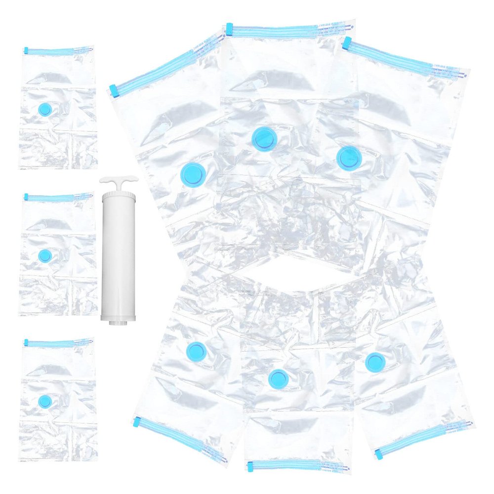 Cabilock 1set Vacuum Storage Bags Compression Bag for Clothes and Bedding Transparent Hand Pump for Travel and Home Organization Multiple