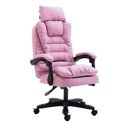Katzowen Office Computer Chair Executive Swivel Computer Chair Extra Padded Office Chair Detachable Cloth Cover 155 Recliner Design Ergonomic Home Office (Color : Pink)