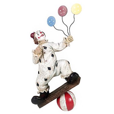 Circus Clown Statues Creative Home Decor Sculpture Decorative Ornaments Collectible Art Figure Handmade Crafts Doll Resin Sculpture Desk Office Decoration for Living Room Bedroom (Balanced style)