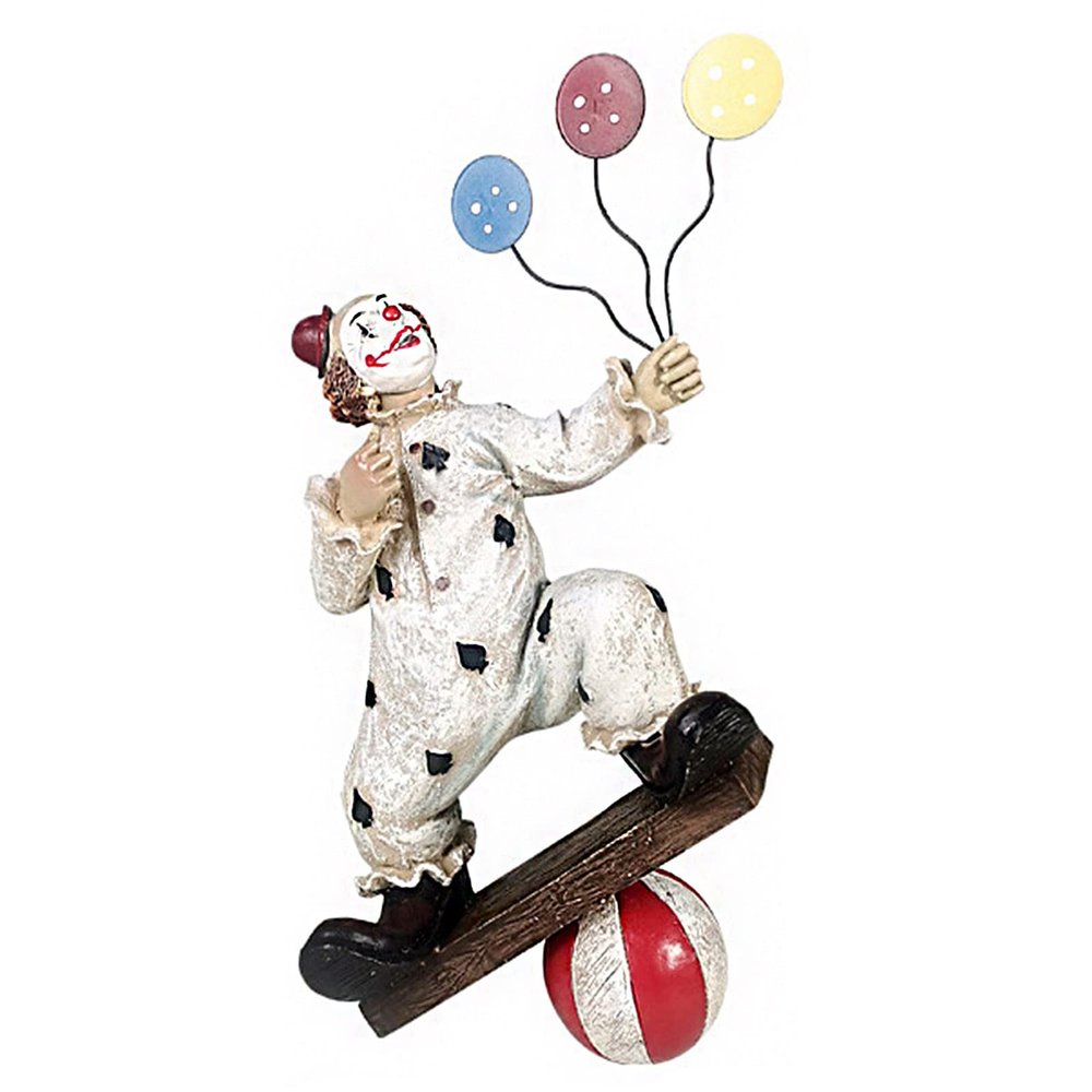 Circus Clown Statues Creative Home Decor Sculpture Decorative Ornaments Collectible Art Figure Handmade Crafts Doll Resin Sculpture Desk Office Decoration for Living Room Bedroom (Balanced style)