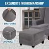 Stretch Ottoman Covers For Square Footstool, Dustproof Removable Stool Covers, Velvet Footstool Protector With Elastic Bottom, Soft Comfortable Machine Washable Square Ottoman Slipcover ( Color : #21 view 4