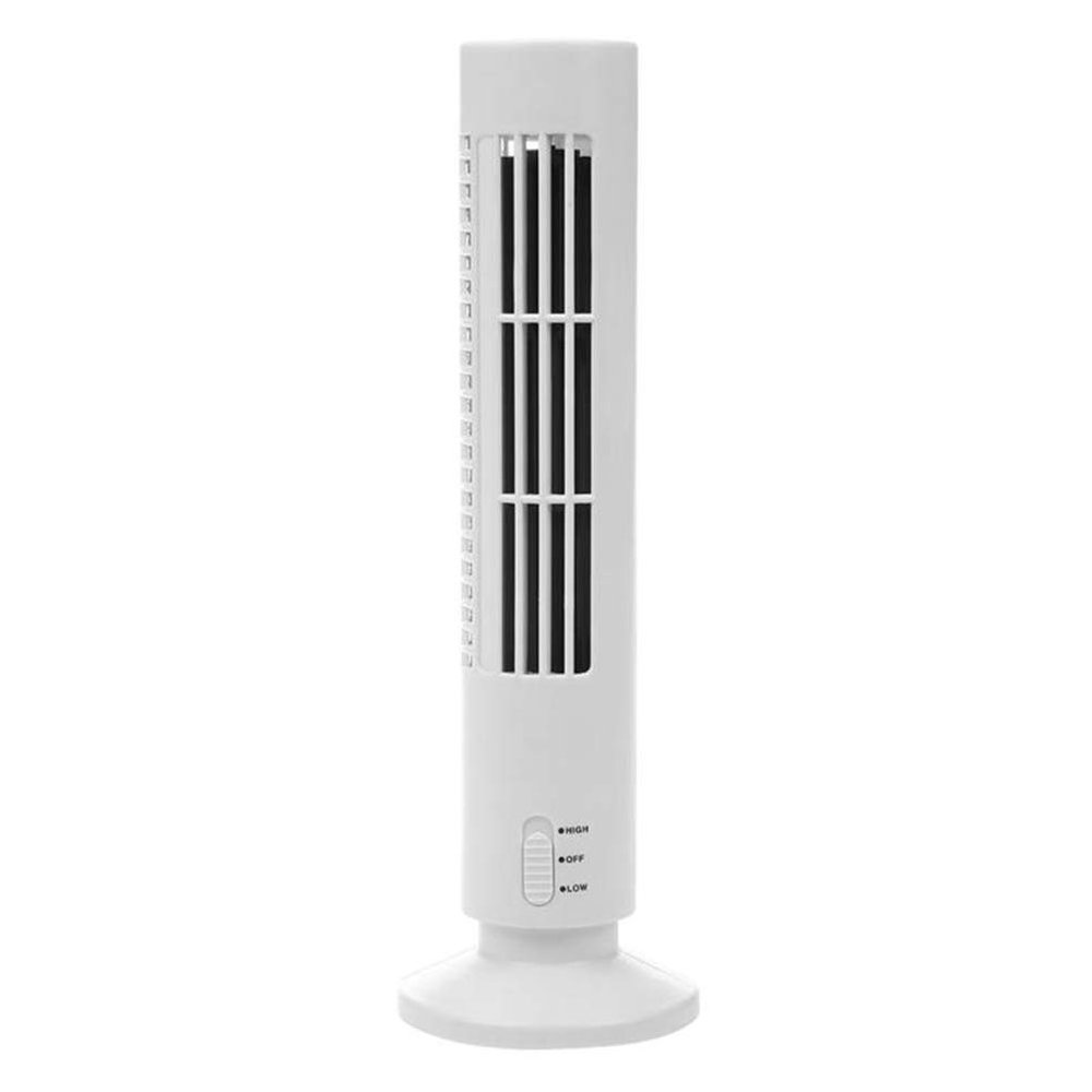 Portable Air Cooler Vertical Bladeless Fan, Cool with 2 Speeds, USB Desktop Air Conditioner Fan Mini Cooling Tower Fan for Home Large Room Office (White)