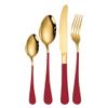 16-Piece Modern Kitchen Silverware Tableware Set Service for 4 People,18/10 Stainless Steel Flatware Set,Titanium Plated Steak Knife Fork Spoon Tea Spoon Gift Box Cutlery Sets (Red Gold) view 1