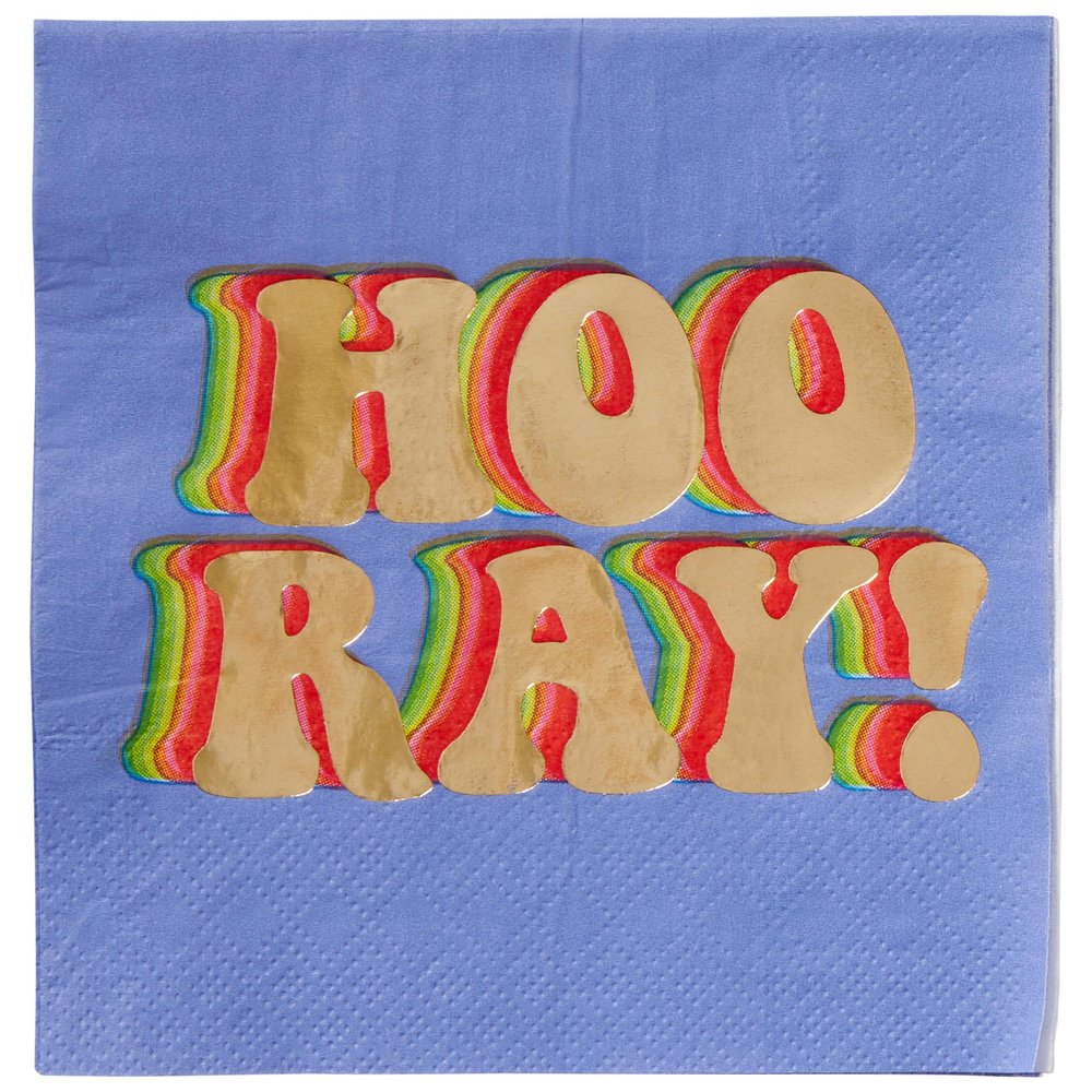 C.R. Gibson Hooray Gold Foil Beverage Napkins, 20 Count (TW4-25412)