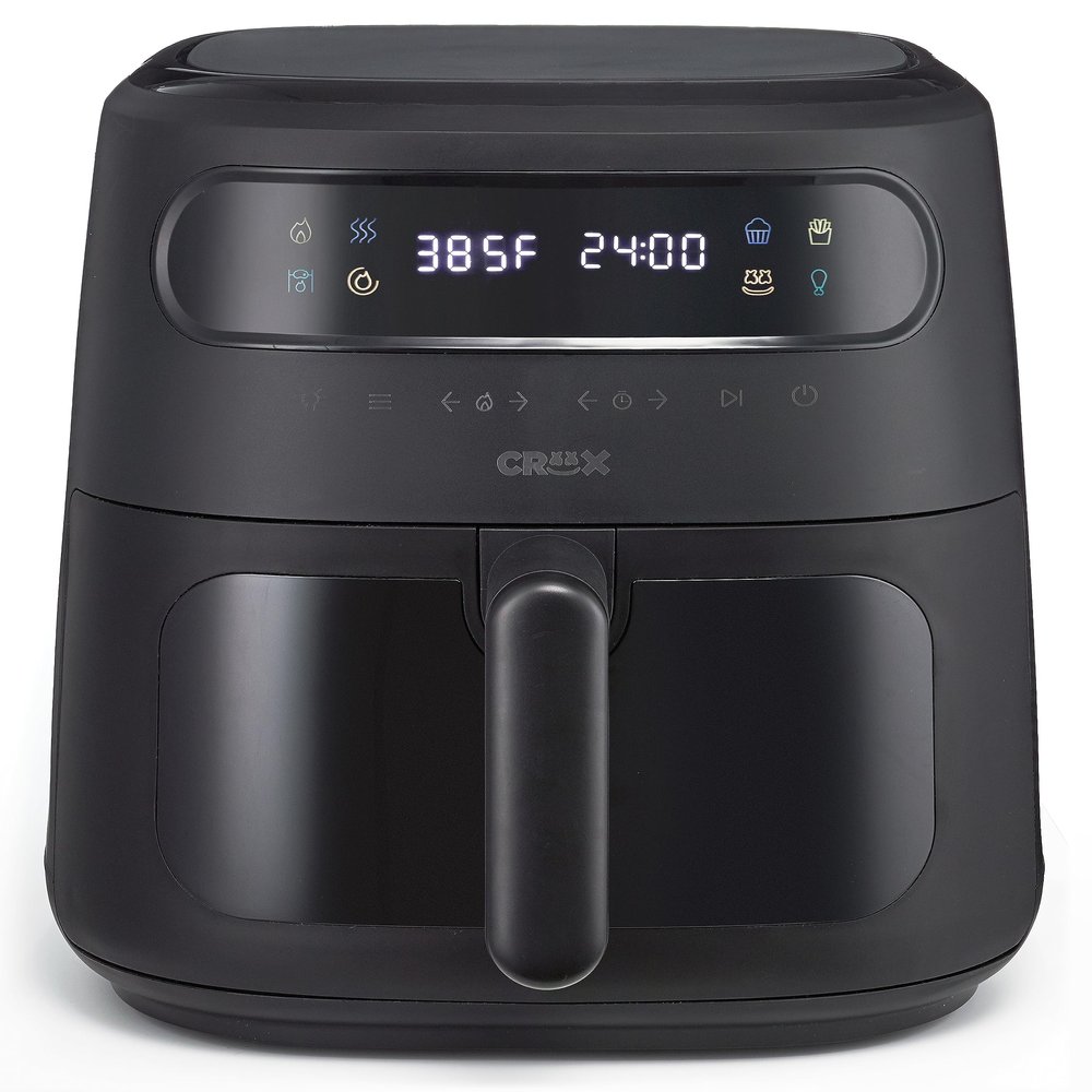 CRUX x Marshmello 8.0 QT Digital Air Fryer with TurboCrisp Technology, Touch Screen Temperature Control, Timer and Auto Shut-off, Fully Programmable, Silicone Liner Included, Black