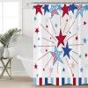 Fabric Shower Curtain 36x78 Inch, 4th of July Patriotic USA Flag Star Red Blue Stripe Shower Curtain for Bathroom with Hooks,Waterproof Bath Shower Curtain Sets Decorative Bathroom Accessories view 1