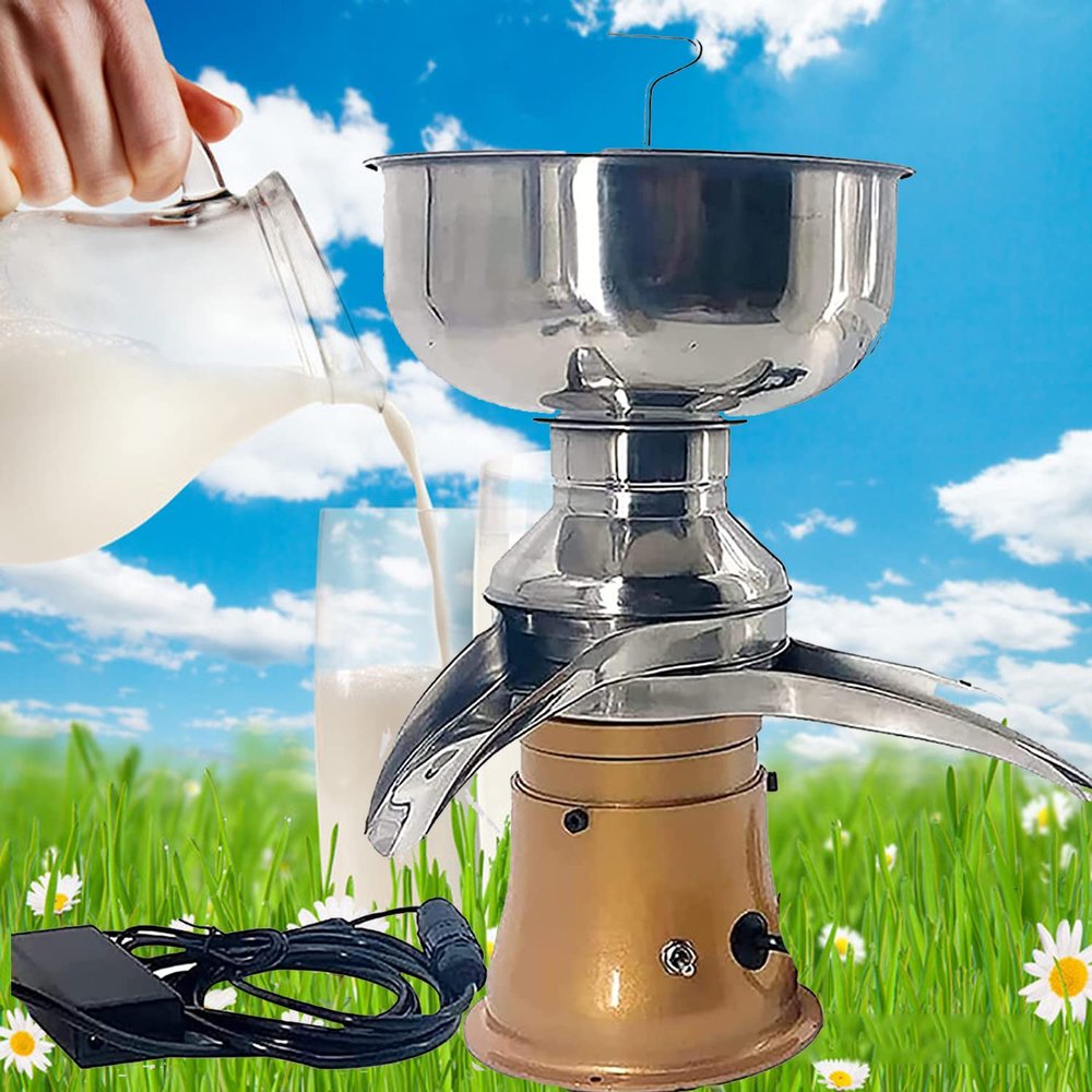 EAGLEG 50L/H Kitchen Centrifuge Cream Machine, Milkshake Separator Electric Milk Separator, Aluminum Alloy Milk Cream Separator for Home Goats Milk Farm Cows Milk,Brown