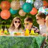 Buryeah 20 Pieces Jungle Theme Party Supplies Safari Birthday Decorations Set, 12 Animal Print Paper Lanterns, 6 Zoo Print Table Cover, 2 Animal Print Pennant Banners for Birthday Party Decor view 4