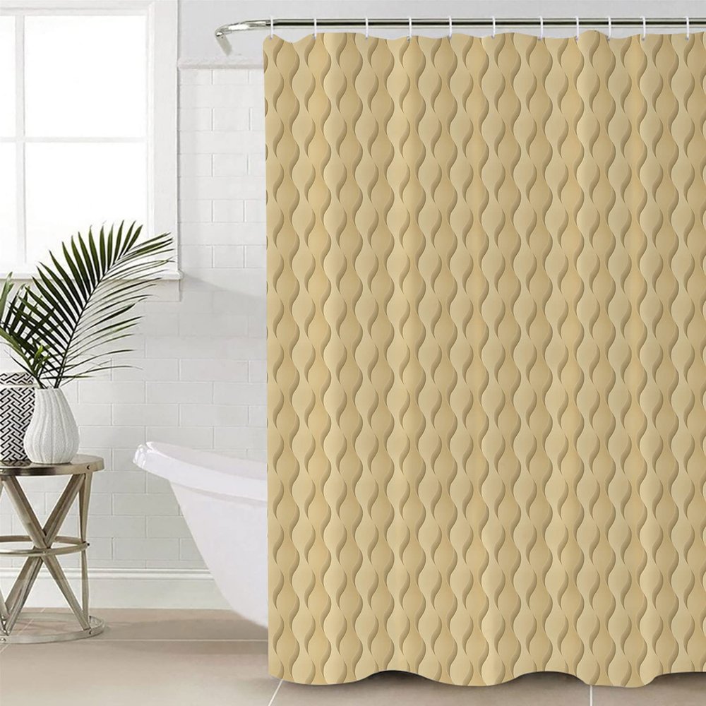Fabric Shower Curtain 36x72 Inch, Summer Abstract Geometric Gradient Brown Ocean Wave Shower Curtain for Bathroom with Hooks,Waterproof Bath Shower Curtain Sets Decorative Bathroom Accessories