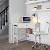 Yaheetech L Shaped Corner Computer Desk with Power Outlets, Reversible Triangle Workstation with USB Ports and Hook for Small Space, Modern Home Office Desk Gaming Table with Drawer & Shelf, White view 2