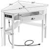 Yaheetech L Shaped Corner Computer Desk with Power Outlets, Reversible Triangle Workstation with USB Ports and Hook for Small Space, Modern Home Office Desk Gaming Table with Drawer & Shelf, White view 3