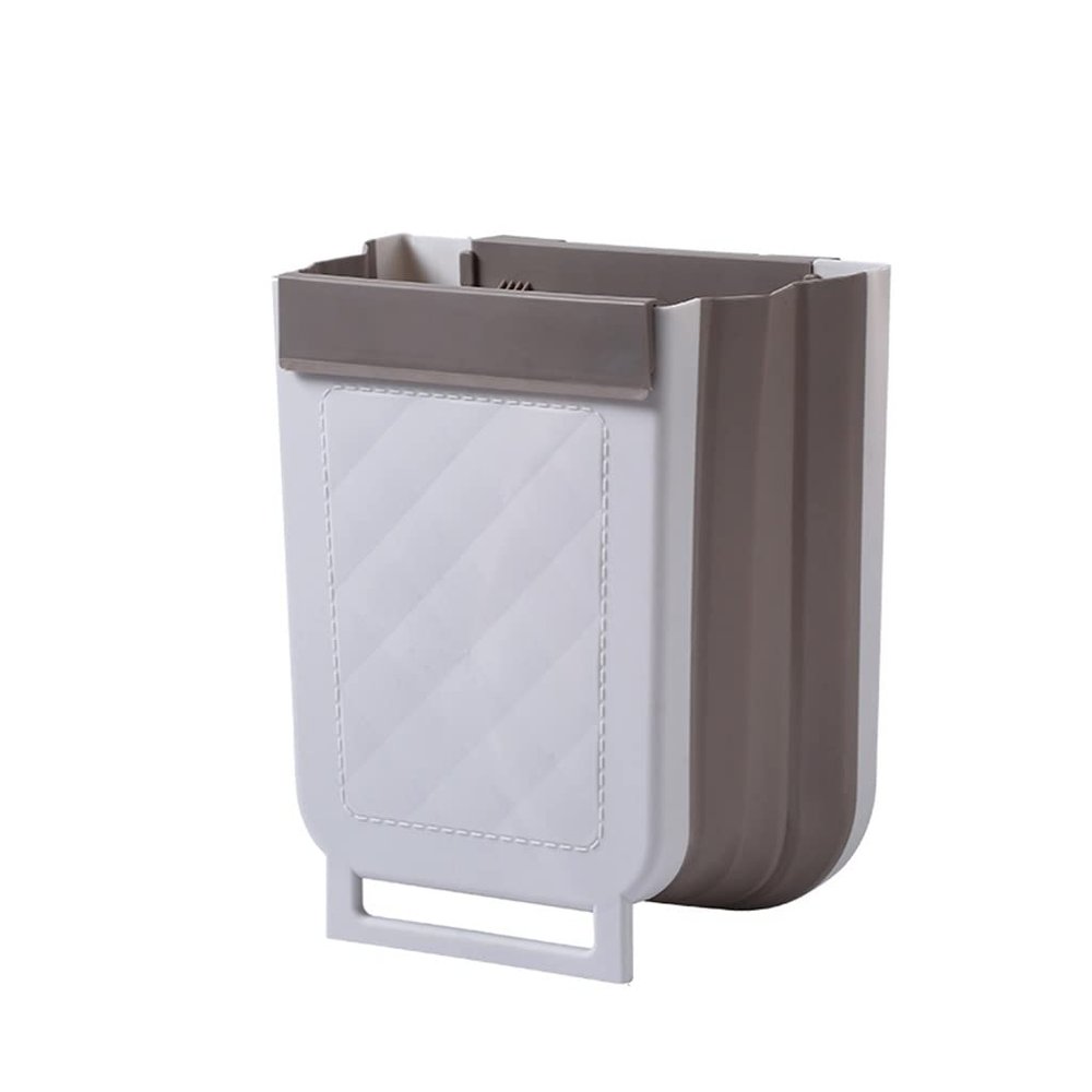 DYPASA Garbage Recycling Bin Collapsible Trash Can, 10L Wall Mounted Plastic Folding Waste Bin Hanging Garbage Can for Kitchen Canbinet Office Car Bathroom Kitchen Trash Can (Color : Gris)