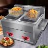 HNCXHX Commercial Deep Fryer,Chips Fryer 10l+10l Deep Fryers with Basket,Countertop Stainless Steel Electric Fryer,for Kitchen,Home,Restaurant,French Fries,Churros,Chicken Wings,Chicken Chops view 1