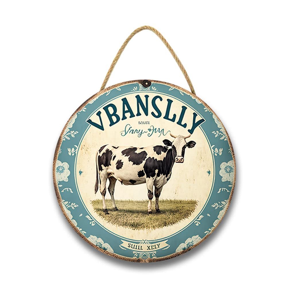 JIBEVEYYI Rustic Cow Wall Art Cute Welcome House Decor Items Wall Decor Country Kitchen Decor Farm Animal Artwork Wooden Sign Wall Hangings for home Bathroom Bedroom Living Room Ready to Hang