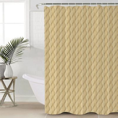 Fabric Shower Curtain 72x78 Inch, Summer Abstract Geometric Gradient Brown Ocean Wave Shower Curtain for Bathroom with Hooks,Waterproof Bath Shower Curtain Sets Decorative Bathroom Accessories