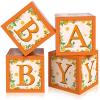 Sabary Baby Boxes with Letters for Baby Shower, Orange Baby Shower Backdrop Blocks Box Birthday Party Gender Reveal Photo Props for Baby Shower Decorations view 1
