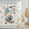 Fabric Shower Curtain 36x72 Inch, Coffee Gnomes Winter Dwarf with Snowflakes Linen Texture Shower Curtain for Bathroom with Hooks,Waterproof Bath Shower Curtain Sets Decorative Bathroom Accessories view 4